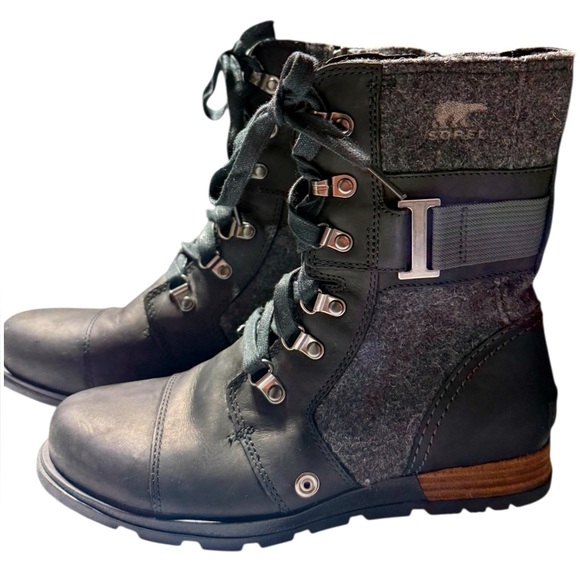 Sorel Women's Major Carly Combat Boot Size 7.5. Leather & Canvas - Picture 1 of 6